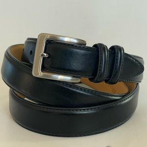 STATUS GENUINE LEATHER BLACK BELT MENS 48” SILVER BUCKLE 16500X Office Casual
